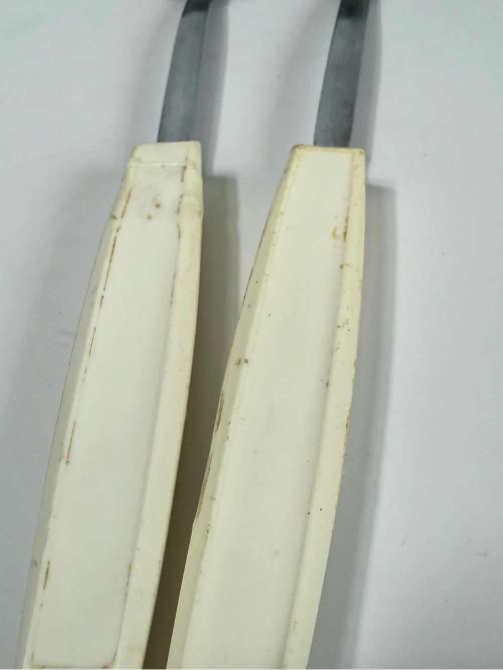 Vintage EKCO USA Slotted Spoons Set of 2 Chromium Plated White Handle